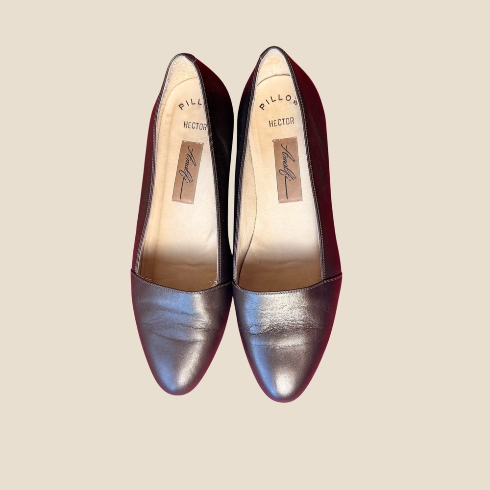 Amalfi Hector Pillow Flats 9 Bronze Dressy Metallic Leather Italy Chic Low Wedge